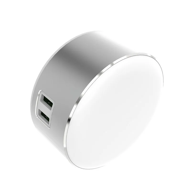 Светодиодный Ночной светильник с двумя usb портами зарядное устройство для