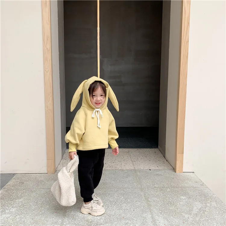 children's hype hoodie 2020 Autumn and Winter New Style Girls Hoodie Children Cotton Rabbit Eared Children Trend Tops child hoodie vest