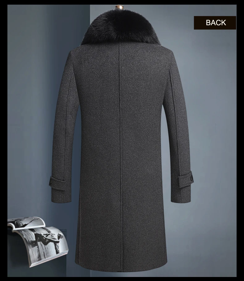Новинка года; длинный толстый воротник из натурального меха; Manteau Homme Hiver