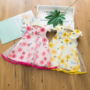

Fashion Summer Baby Kids Girls Sleeveless Floral Printed Gauze Dress