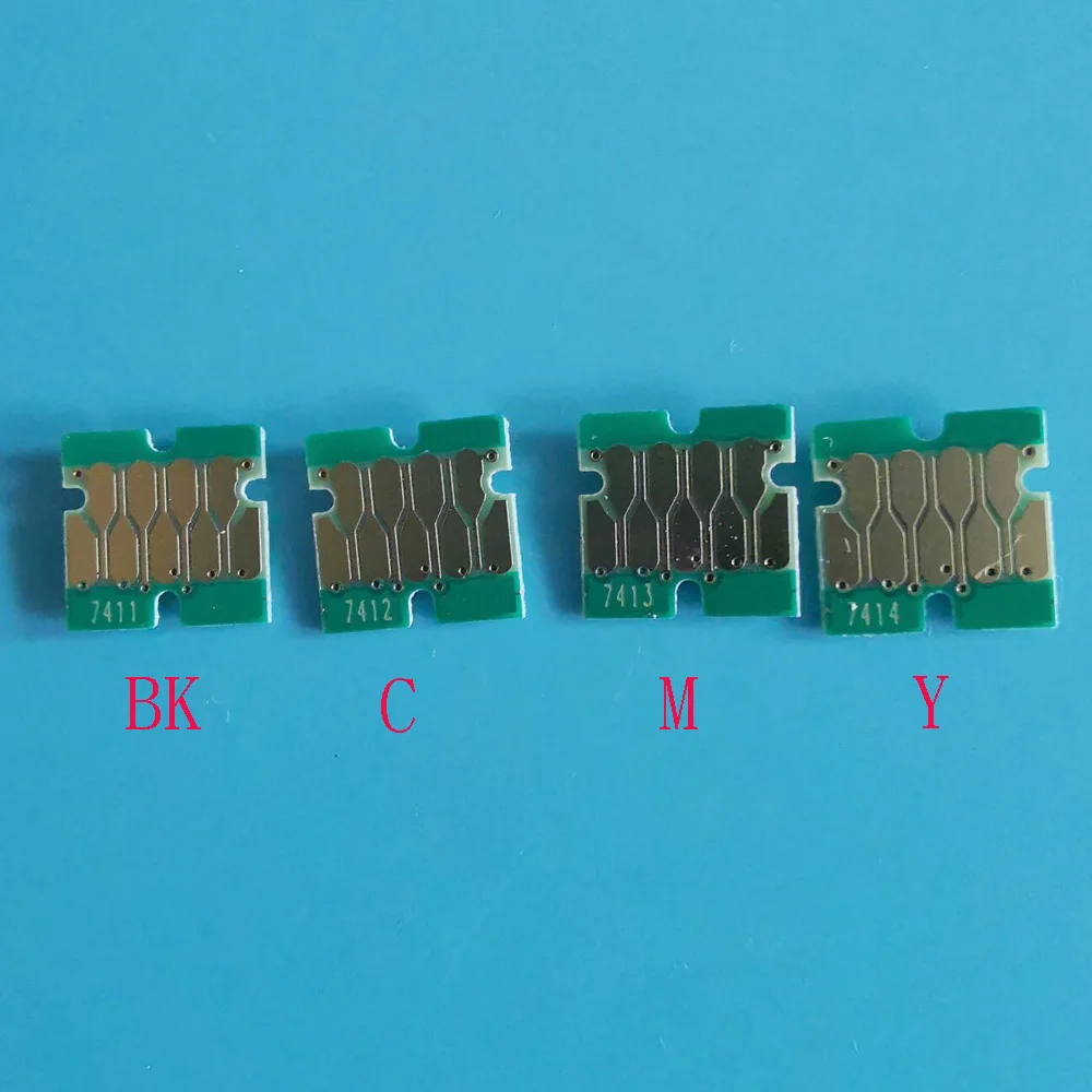7411-7414/741X Одноразовый чип для Epson суреколор F6070 F7070 F6270 F9270 F9370 чернильный картридж с чернилами абсолютно серийный номер - Цвет: BK