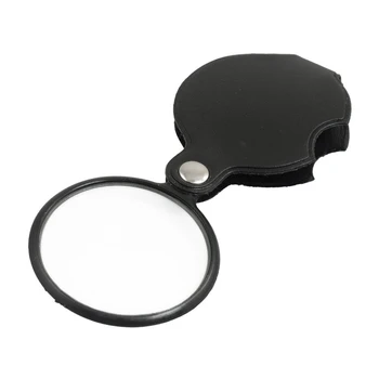 

Portable 50mm Diameter 5X Round Magnifying Glass w Black Cover