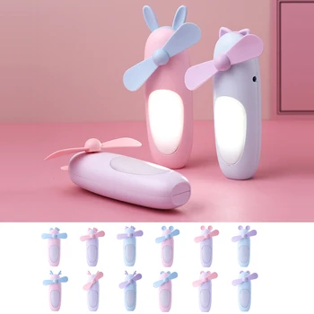 

Led Night Light Small Fan Mini Cartoon Rabbit Fan Portable Fan Outdoor Charging Small Fan