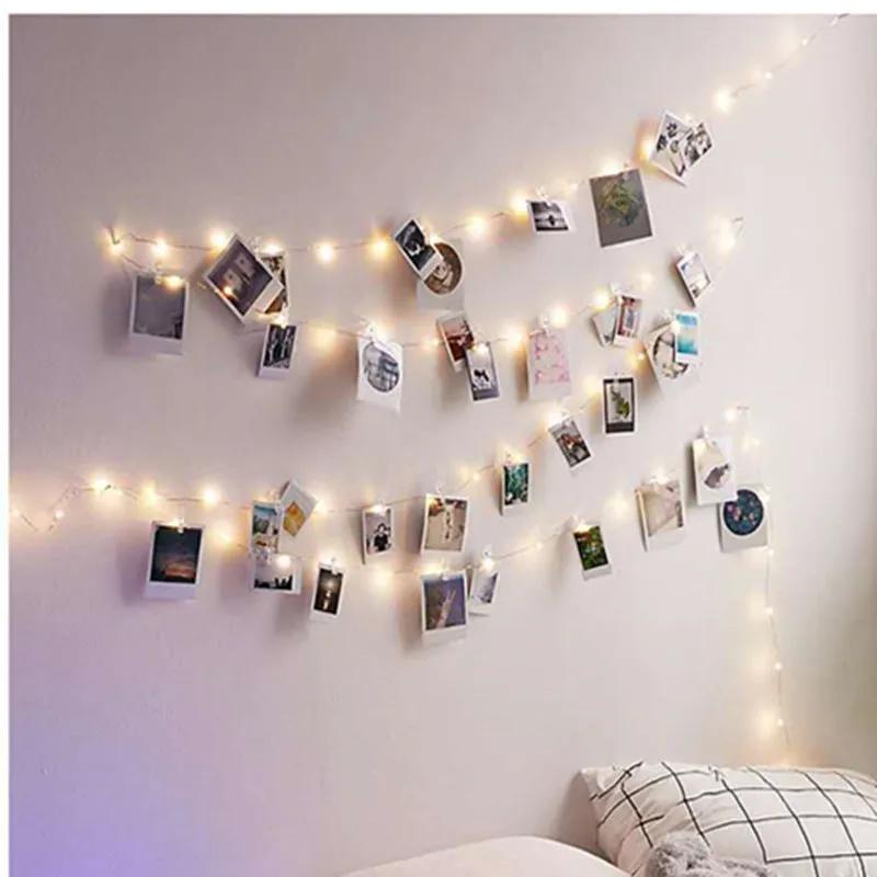 Garland Led USB LED Light Strings Lights with Photo Clip Fairy Light Battery Powered for In door Outdoor decor Wedding party afbeelding