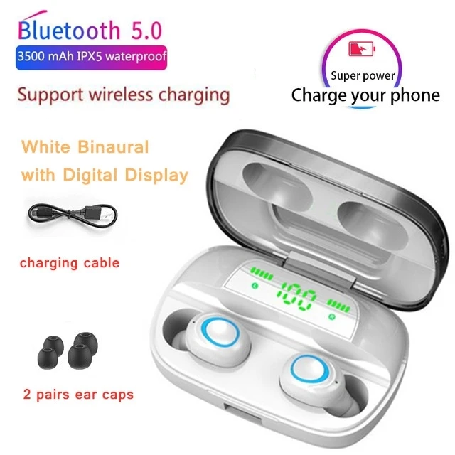 TWS Touch IPX5 3500 мАч мини беспроводные Bluetooth V5.0 наушники спортивные наушники HD микрофон наушники Поддержка Qi Беспроводная зарядка - Цвет: Wireless Charging B