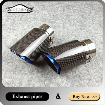 

Free Shipping: One Pair Blue Glossy Stainless Steel Glossy Carbon Fiber Exhaust Tip for Universal Exhaust Tips