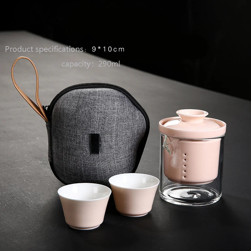 Чайный набор для путешествий чашка высокого качества Элегантная Посуда для напитков чашка для чая красивый и легкий чайник дорожная сумка - Цвет: 04