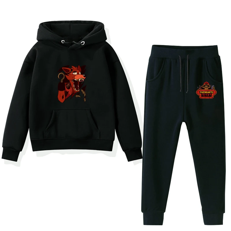 Five Nights At Freddys/комплект детской одежды с длинными рукавами для мальчиков и девочек, осенне-зимние толстовки с капюшоном+ штаны, спортивный костюм - Цвет: 1