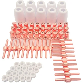 

80Pcs PT-31 JG-40 WSD-LG40 Plasma Electrode Tips Nozzle Extended Shroud Shield Cup Kit Fit CUT 50D 50 40 Plasma Cutter