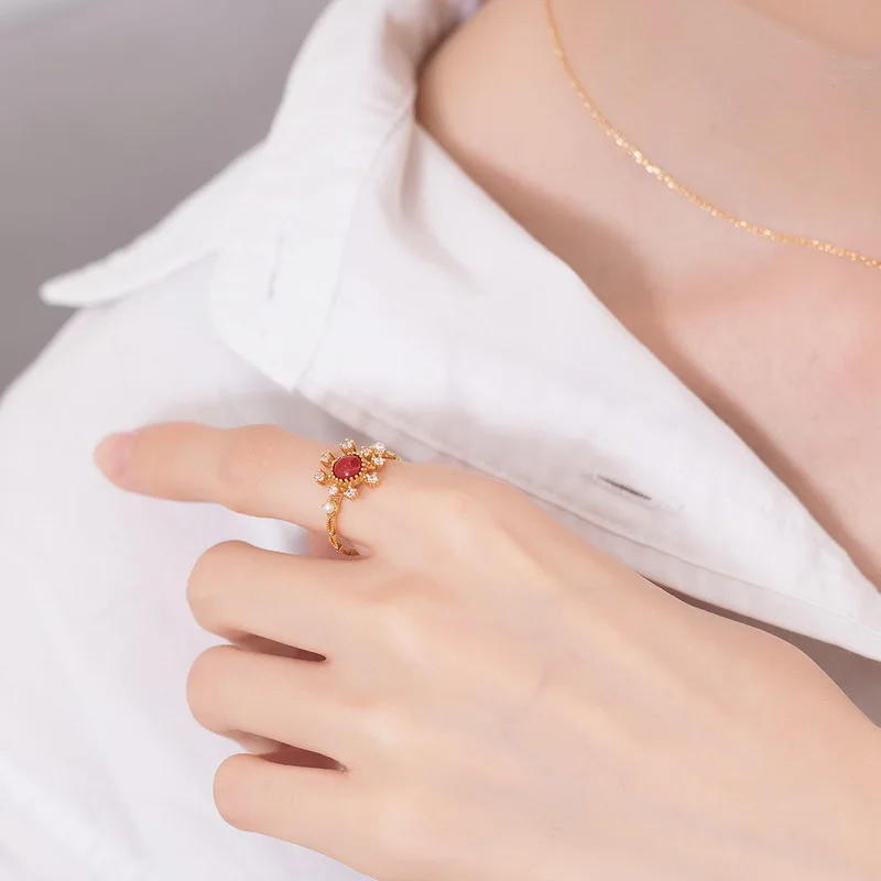 Trendy Delicate Snowflake Coral Crystal Pearl 925 Sterling Silver Rings for Women Female Upscale Fancy Gemstone Bands Jewelry