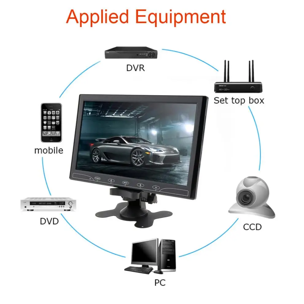 10,1 дюймов HD TFT lcd цветной автомобильный монитор заднего вида 2 видео вход DVD VCD подголовник монитор автомобиля Поддержка аудио видео HDMI VGA