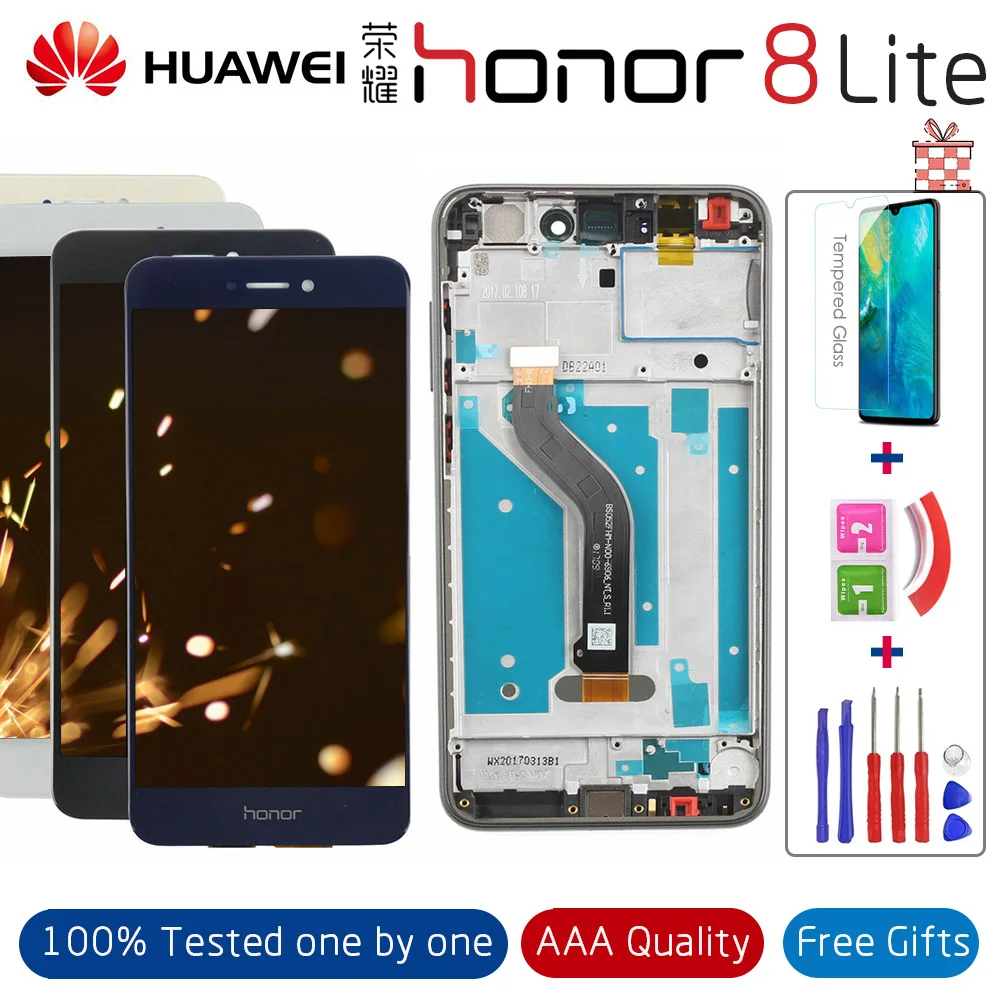 5 2 &quotЖК-дисплей для HUAWEI Honor 8 Lite сенсорный экран дигитайзер с рамкой Замена PRA-TL10 +
