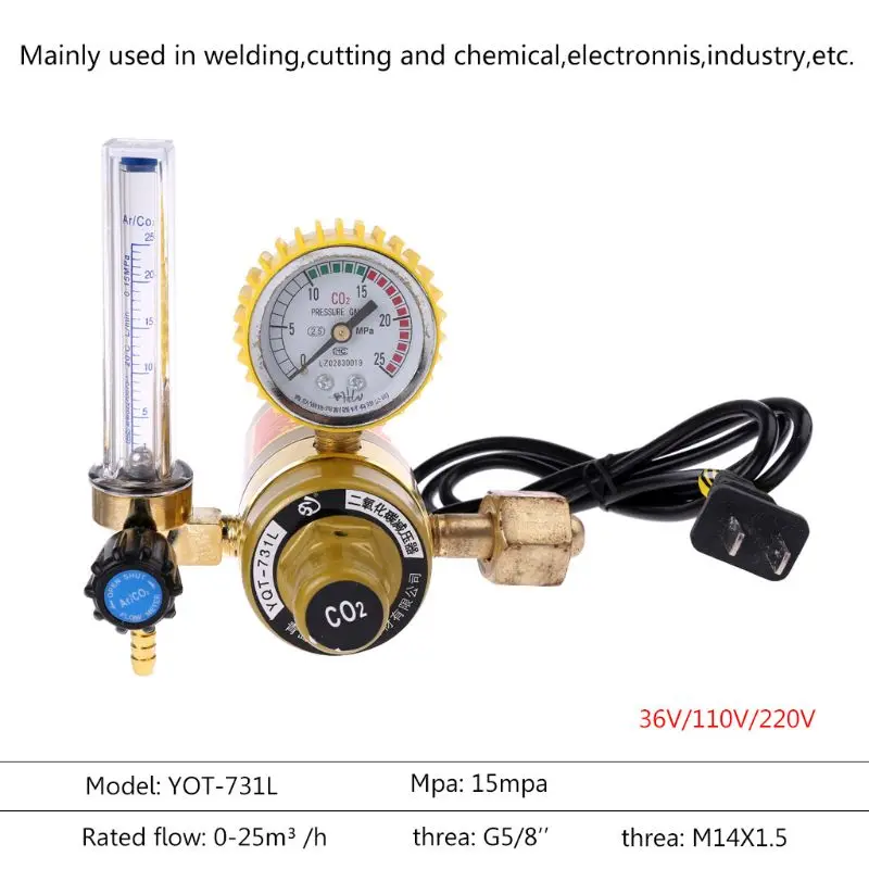 

Co2 Pressure Regulator Carbon Dioxide Pressure Reducer Electric Heating Heated Pressure Gauge 220V