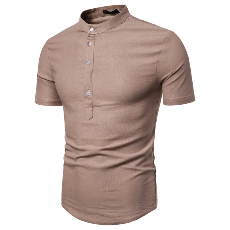 

NEGIZBER 2020 Brand Fashion Cotton Polos Men Solid Slim Fit Short Sleeve Tops Casual Stand Collar Business Men Polo Shirts