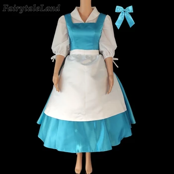 

Belle Village Cosplay Costume Carnival Halloween Maidservant Outfit Fancy Princess Suit The Beauty and Beast Apron Dress