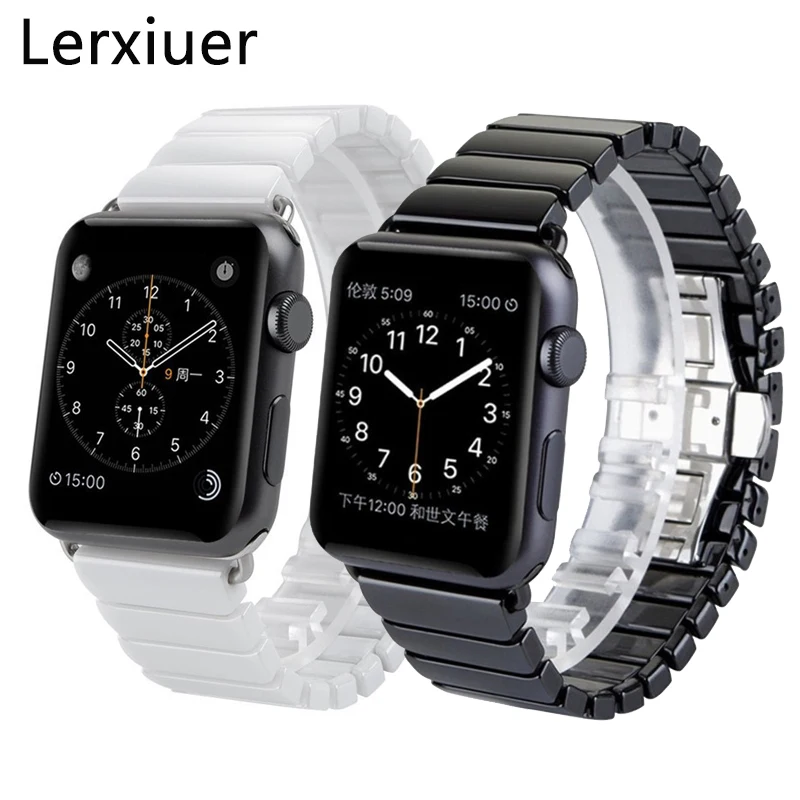Ремешок керамический для Apple Watch Band 44 мм 40 браслет iwatch band 42 38 с застежкой бабочкой