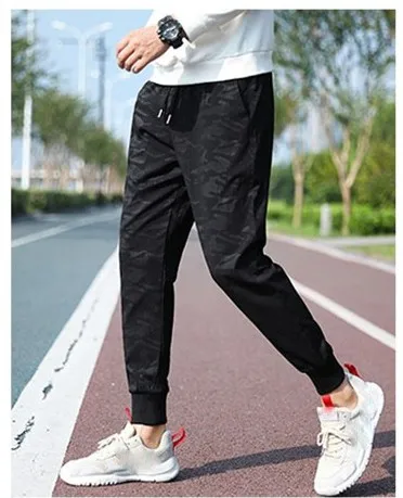 Black camo CN size Модные мужские Штаны для бега, черные, с принтом, Тонкие штаны для спортзала, повседневные мужские спортивные штаны для активного отдыха, мужские Базовые Брюки - Цвет: Black camo CN size