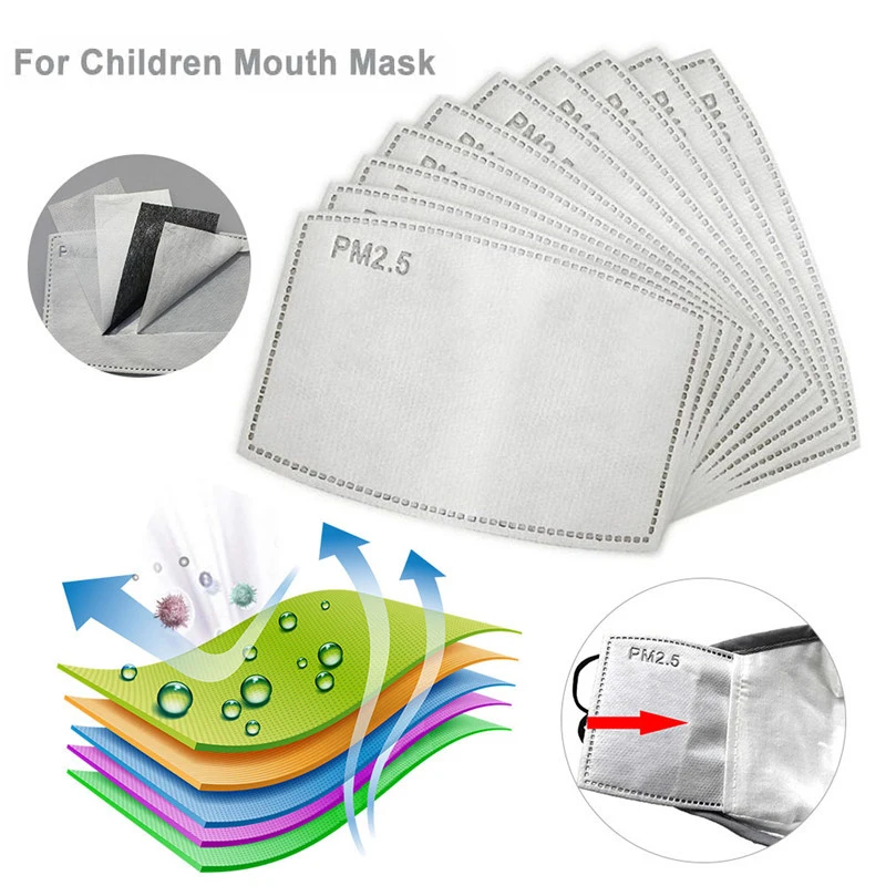 

40 Pcs PM2.5 Filter Paper Anti Haze Mouth Mask Anti Dust Mask Filter Paper Kids Anti-Gas Adjustable Disposable Protective Filter
