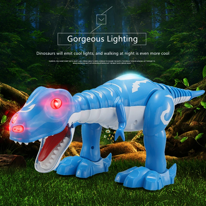 Simulation Shape Electric Walking Dinosaur One Key Wake Up Light&Sound Effects Openable Mouth Tyrannosaurus Rex Animal Model Toy
