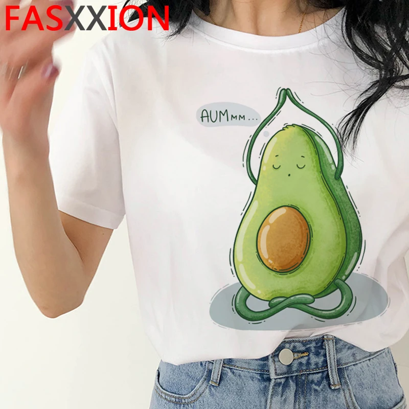 Kawaii Avocado Funny Cartoon T Shirt Women Summer Vegan Cute Anime T-shirt 90s Summer Graphic Tshirt Fashion Top Tees Female