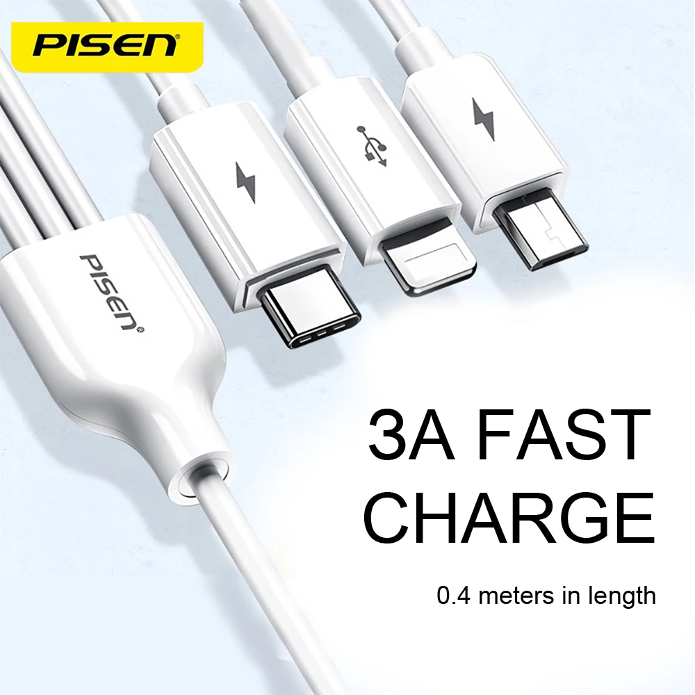 PISEN usb type-C кабель для iPhone 11 XR Кабель зарядного устройства 3 в 1 2 в 1 USB C для samsung S10 huawei P30 mate 30 Micro USB кабель