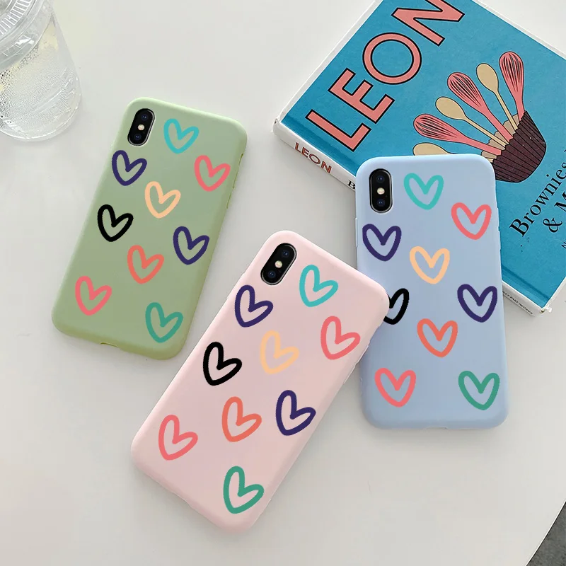 Colorful love Phone Case For vivo x9 x9s x9plus x9splus x6 x6Plus x7 x7plus Candy Soft Back Cover Coque | Мобильные телефоны и