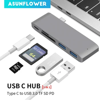 

USB C HUB Type C to USB 3.0 TF SD Card Reader With PD Charging for MacBook Air 13 Adapter High Speed Splitter Laptop Accessories