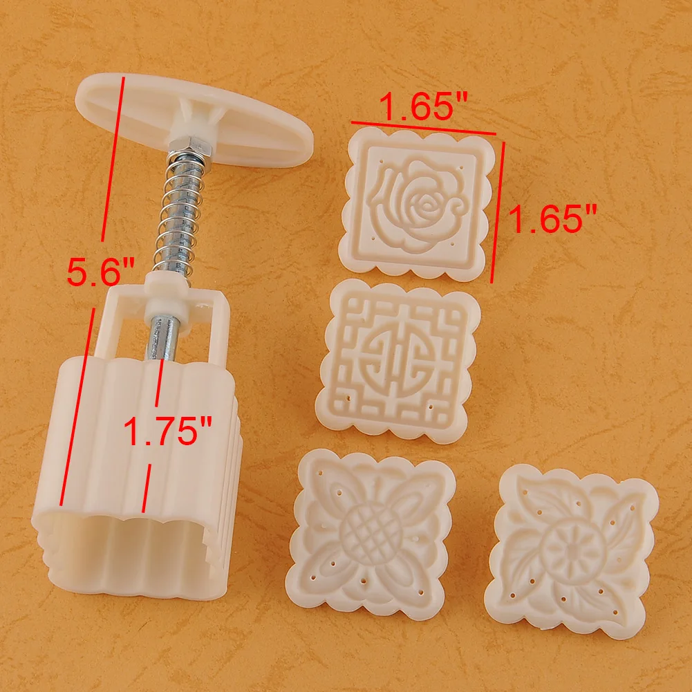 Hot Moon cake Cake Fondant Pastry Decorating Mold Mould tool set with 4 Stamps