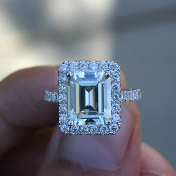 

3.5-carat Diamond Rectangular Princess 925 Silver Color Jewelry Ring for Women Anillos Topaz Bizuteria Jewelry Gemstone Ring