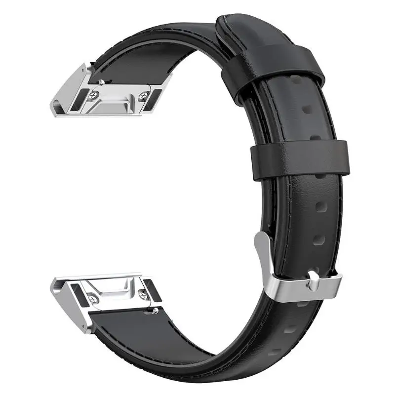 26 мм масло воск PU кожаный ремешок для часов Garmin Fenix 6X/5X/5X Plus/3 - Цвет: Черный