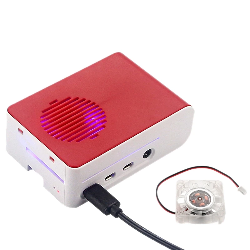 ABS Case with Backlight RGB LED Fan Plastic Red White Shell Housing for Raspberry Pi 4 Model B | Электроника