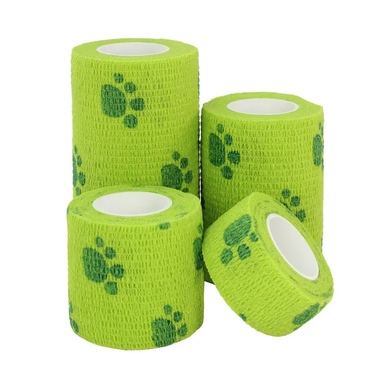 1 rolls green paw 1 шт., водонепроницаемая медицинская терапия, самоклеющаяся повязка, мышечная лента, повязка на палец, для суставов, набор первой помощи, ПЭТ, эластичная повязка, 2,5-15 см - Цвет: 1 rolls green paw