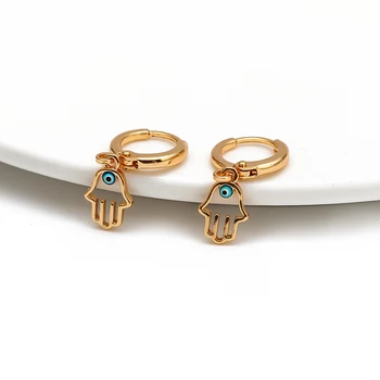 

GRAPES Boho Hanging Hamsa Drop Earrings Gold Color Turkish Blue Eye Dangle Earrings Fashion Jewelry for Women Girls Ladies Gifts