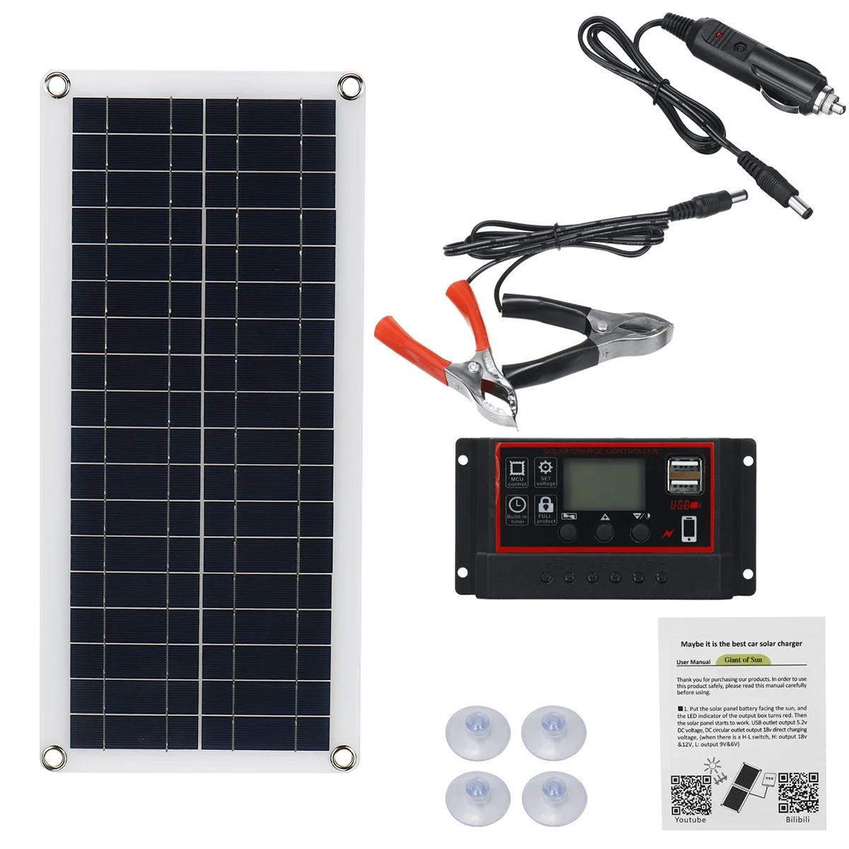 1000W Solar Panel Kit 12V USB Charging Solar Cell Board for Phone RV Car  MP3 PADWaterproof