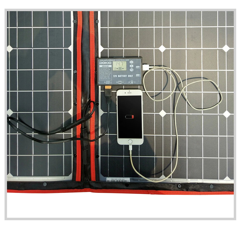 Dokio 300W 12V/18V Высокая эффективность монокристаллическая гнущаяся складной