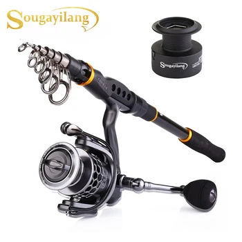 

Sougayilang 1.8- 3.6m Fishing Rod 13+1BB Reel Combos Telescopic Portable Spinning Poles and Spinning Reel with Spare Coil Set