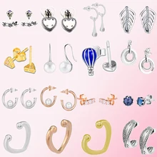 925 пробы серебряные классические симметричные серьги с аутентичными звездами дамские очаровательные модные ювелирные изделия DIY