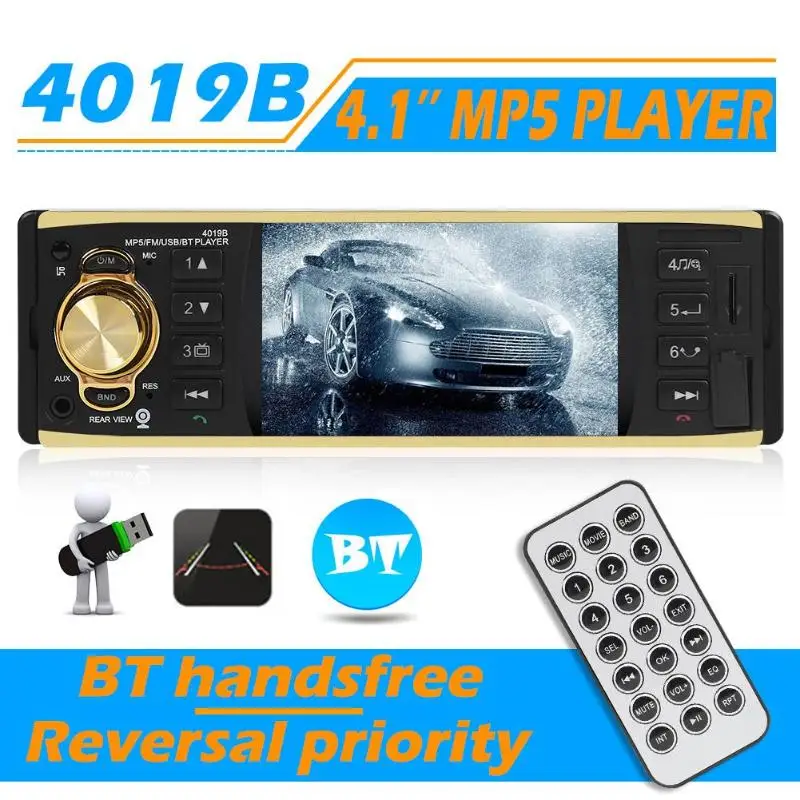 Новинка 4019B Bluetooth автомобильный стерео MP5 плеер 4,1 дюймов AUX USB радио головное устройство(D) реверсивное изображение Прямая поставка