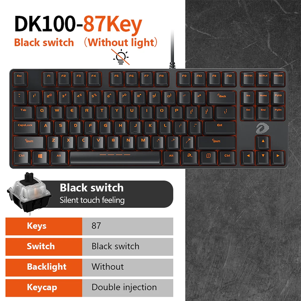 DAREU DK100 Mechanical Keyboards 87/104 keys Blue/Black Switch Conflict-free macro Multimedia Gaming Keypad For PC Laptop Game