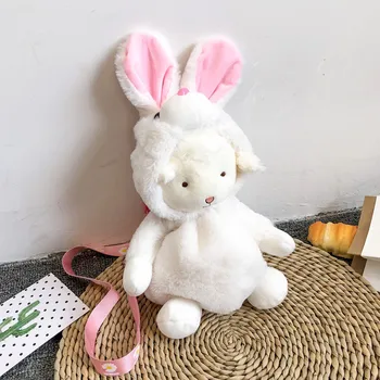 

Cute Sweet Rabbit Furry Bag Fashion Trend Messenger Bag Girl's Heart Mobile Phone for Students Shoulder Bag
