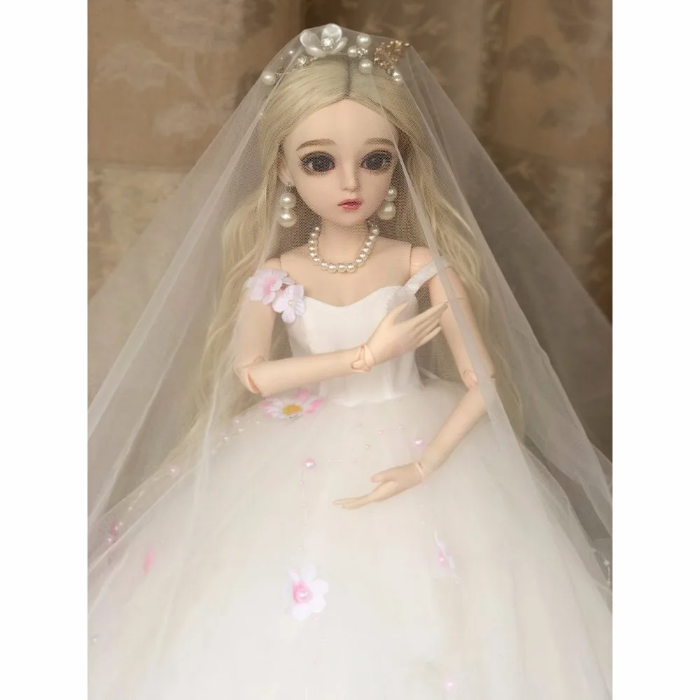BJD 60 см Reborn кукла игрушки 1/3 светлые волосы с белым свадебное платье ручной работы