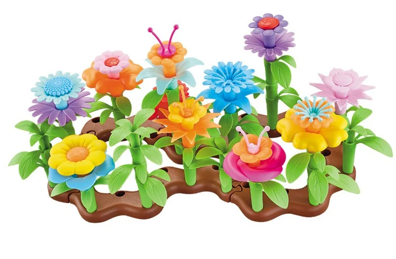DIY Dream Garden Series Girls Flower Interconnecting Blocks Toys Educational Assembly Blocks Christmas birthday gifts