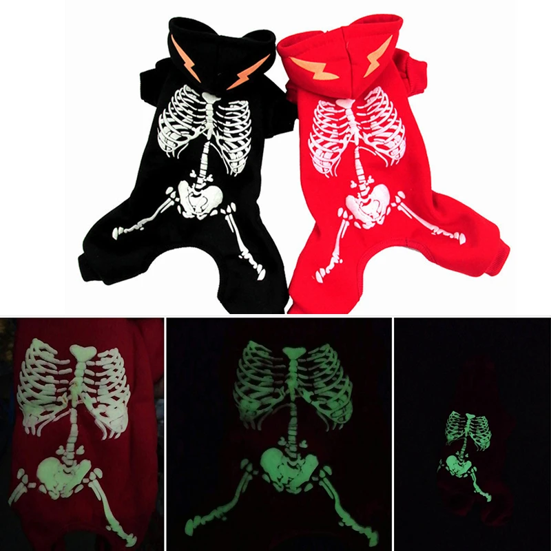 

Glowing Effect Cosplay Apparel Cats Halloween Pets Dogs Skull Ghost Puppy Animal Clothes Pets Dress up Coat Halloween Decor