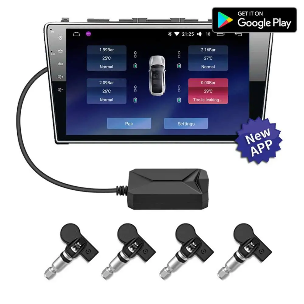 Car TPMS Alarm Monitor Tyre Pressure Monitoring System Solar Power Charging Digital Auto Security Alarm Systems