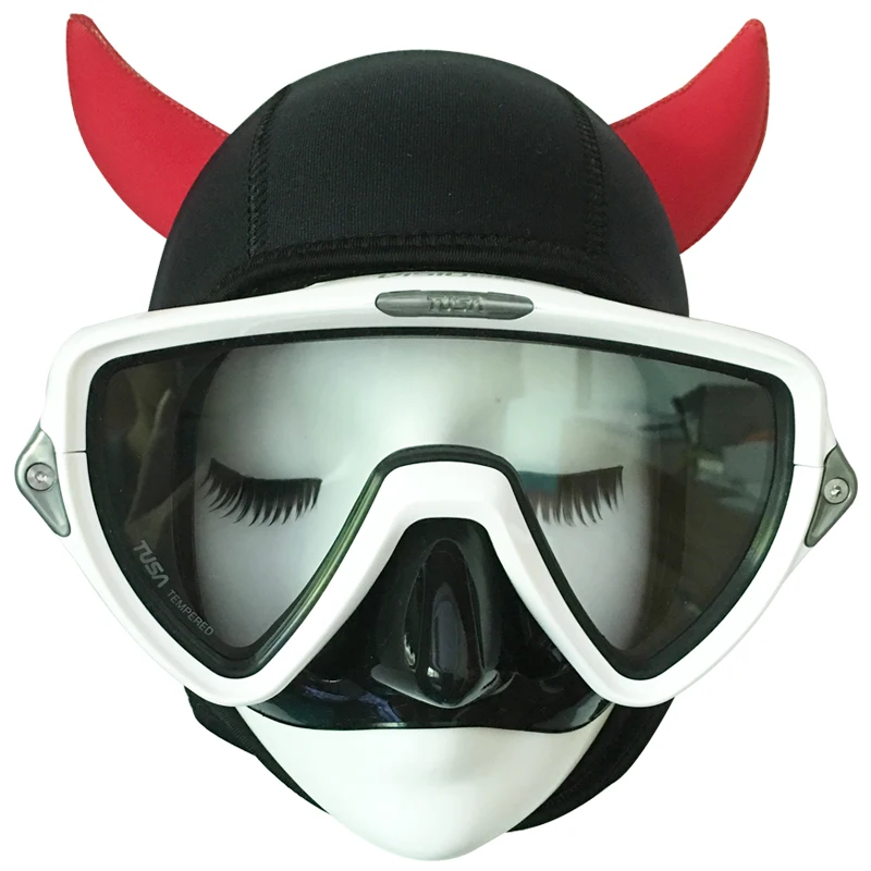 Wetsuit Hood Devil Red Horns 3mm Neoprene Scuba Diving Hood for Men Women Youth Scuba Head Cover Dive Cap Surfing Thermal
