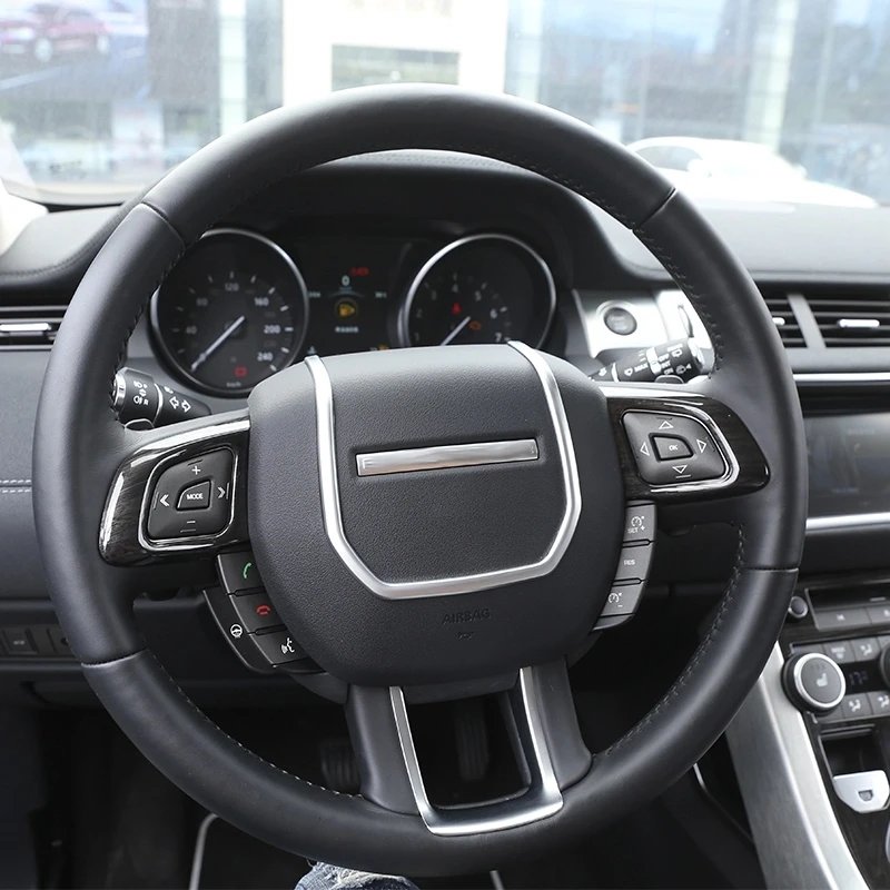 ABS Chrome Car Styling Steering Wheel Button Frame Cover Trim Accessories for Land Rover Range Rover Evoque 2011- for car moulding decoration,car air conditioner trim,interior moulding trim strip,door protective film