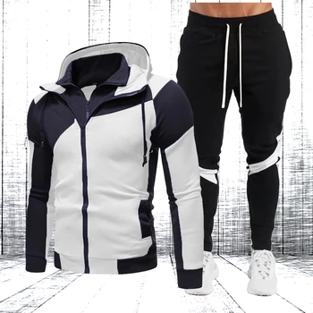 

Men's sportswear zipper 2020 new autumn men's casual suit jacket + stitching trousers two-piece men's sports and casual clothing