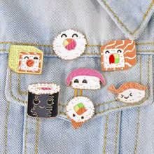 7 Style Collection Enamel Pins Brooches for Women Backpack Clothes Lapel Pin Sushi Salmon Brooch Badges Creative Cartoon Jewelry