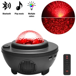 Projecteur d'étoiles de musique Bluetooth RGBW, télécommande LED Laser Disco, lampe de nuit, océan, vagues, ciel étoilé 