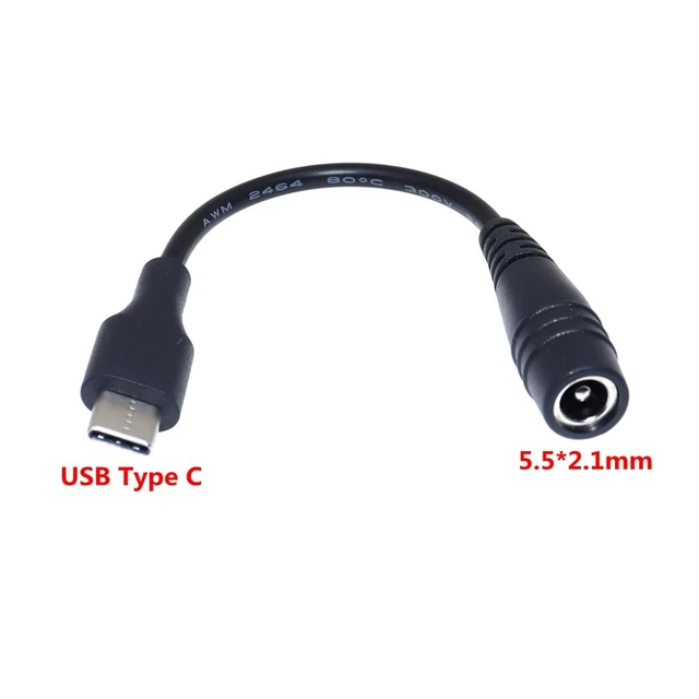 DC5.5 x 2.1 / 5.5*2.5mm Female jack to Type-C USB 3.1 Male